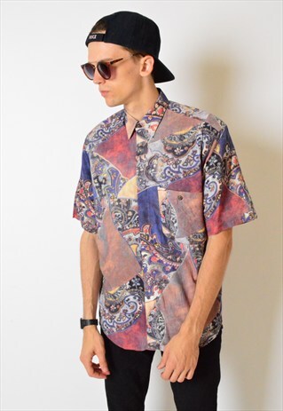 VINTAGE 90S COLOURFUL ABSTRACT SHORT SLEEVE SHIRT