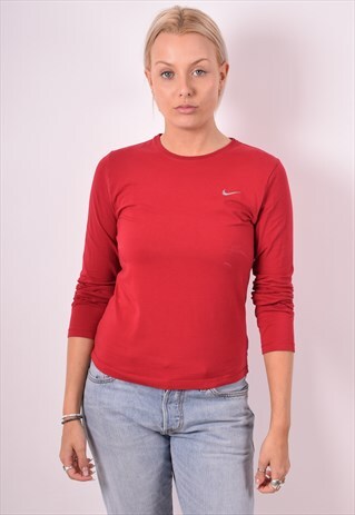 NIKE WOMENS VINTAGE TOP LONG SLEEVE MEDIUM RED 90S