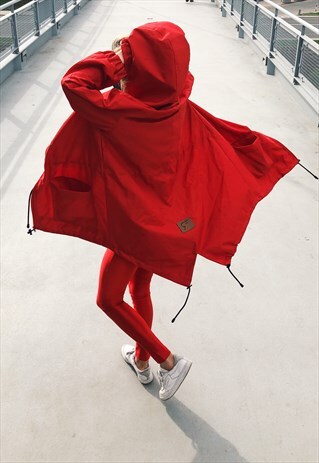 WINDBREAKER PARKA COAT IN RED