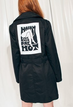 Vintage Trench Coat Y2K Reworked Feminist Patch Jacket