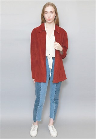 VINTAGE 1960'S MAROON SUEDE SMART BLAZER JACKET