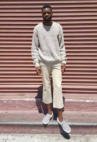 90S MINIMALIST CLASSIC BEIGE MARLED CHUNKY JUMPER LARGE