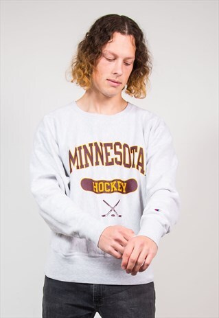 90'S GREY CHAMPION REVERSE WEAVE MINNESOTA SWEATER