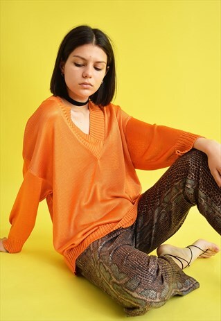 VINTAGE 90'S ORANGE OVERSIZED KNITTED MOM'S JUMPER