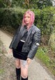 VINTAGE BLACK GENUINE RS LEATHER 90S Y2K TRENCH COAT
