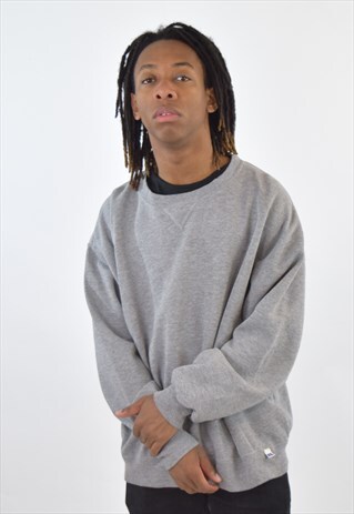 VINTAGE GREY RUSSELL ATHLETIC PLAIN SWEATSHIRT JUMPER