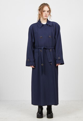 VINTAGE NAVY MAXIME TRENCH PEA LONG COAT