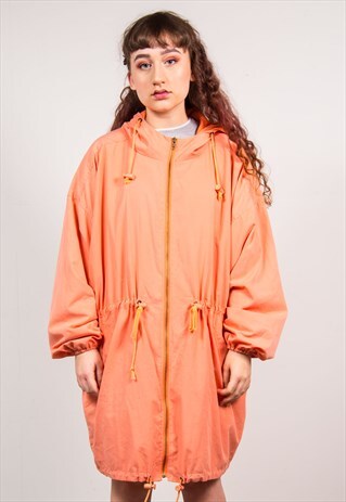 VINTAGE 90'S PASTEL ORANGE OVERSIZED LIGHTWEIGHT MAC JACKET
