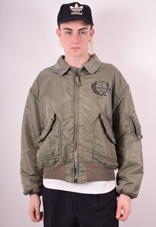 MENS VINTAGE BOMBER JACKET XL GREEN 90S
