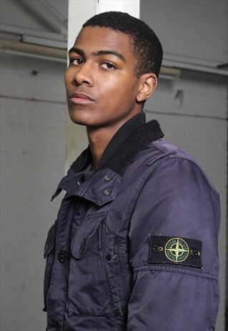 RARE VINTAGE STONE ISLAND MICROFIBRE FIELD JACKET NAVY BLUE