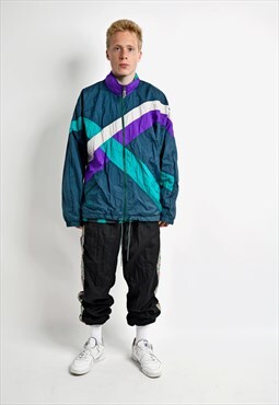 90s jacket men vintage multi coloured block 80s windbreaker