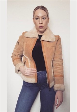 90S TAN LEATHER LINED JACKET