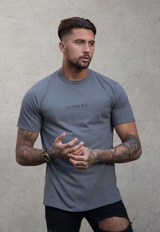 CHARCOAL T-SHIRT BLACK PRINT