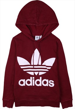 Vintage 90's Adidas Hoodie Sportswear Spellout Burgundy