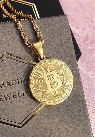 BITCOIN NECKLACE PENDANT BTC CRYPTO NECKLACE COIN