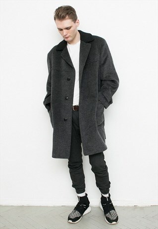 MEN'S GREY WOOL COAT