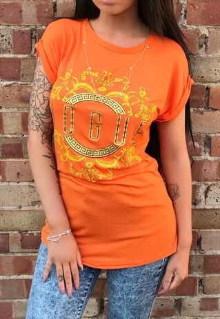 VOGUE PRINT ORANGE T-SHIRT