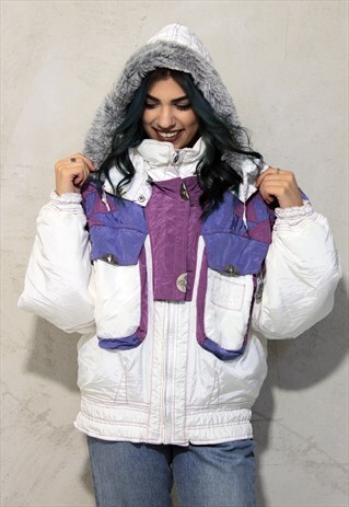 WHITE VINTAGE CHERVO' PADDED PUFFER SKY JACKET A375