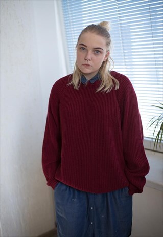 VINTAGE 80'S BURGUNDY JUMPER