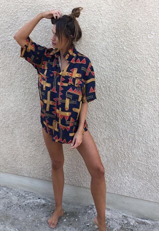 PATTERNED OVERSIZED RETRO VINTAGE UNISEX FESTIVAL SHIRT