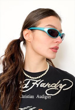 Vintage 90s rave sunglasses in blue / black tint