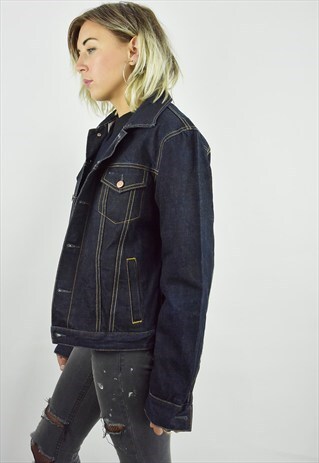 VINTAGE 90S A/X DENIM TRUCKER JACKET IN DARK-BLUE
