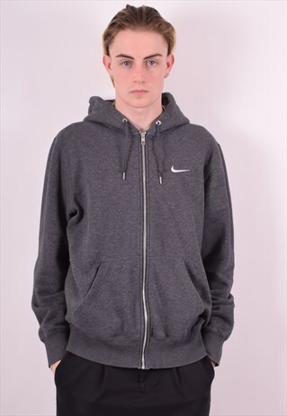 NIKE MENS VINTAGE HOODIE JACKET LARGE GREY 90S