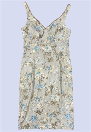 BABY BLUE CREAM FLORAL STRAPPY MINI SUMMER DRESS