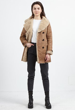 VINTAGE BROWN CUBUS SHEARLING SHERPA COAT