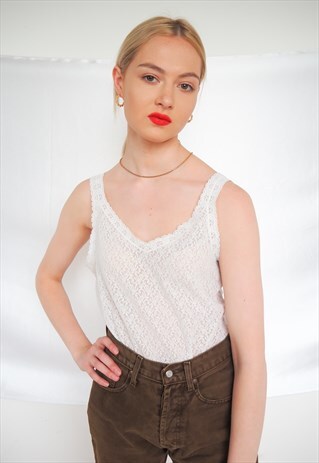 VINTAGE WHITE LACE CAMI TOP