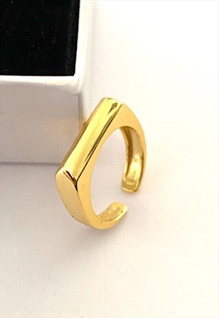 GOLD PLATED BAR RING ON STERLING SILVER