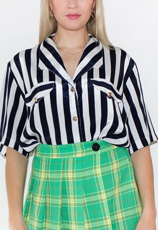 VINTAGE 90'S STRIPED MONOCHROME BLOUSE
