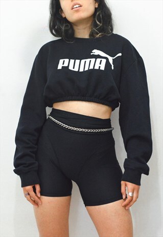 VINTAGE 90S REWORKED OVERSIZE CROPPED COZY PUMA SWEATSHIRT