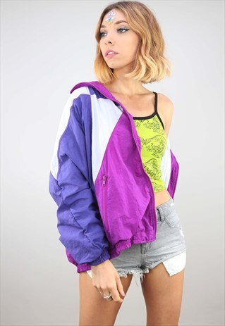 VINTAGE 80S 90S OVERSIZED FESTIVAL SHELL WINDBREAKER JACKET