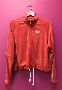 Y2K Track Jacket Coral Red Towelling Zip 