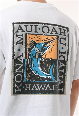90S VINTAGE HAWAII KONA GRAPHICS COTTON T-SHIRT 16446