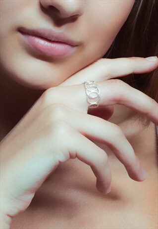 MULTI CIRCLE ADJUSTABLE RING STERLING SILVER