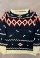 VINTAGE KNITTED JUMPER ABSTRACT PATTERNED KNIT SWEATER