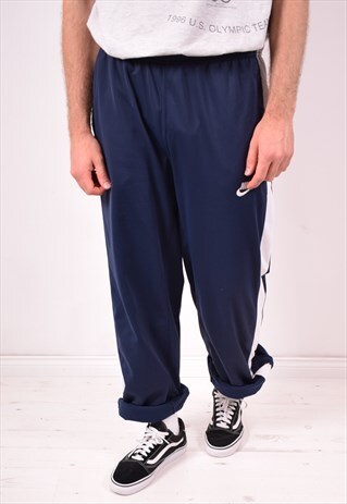 NIKE MENS VINTAGE TRACKSUIT TROUSERS XL NAVY BLUE 90S