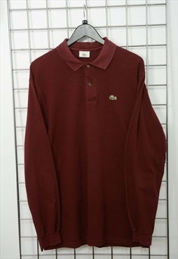 Vintage 90s Lacoste Polo Shirt Maroon Size XL 