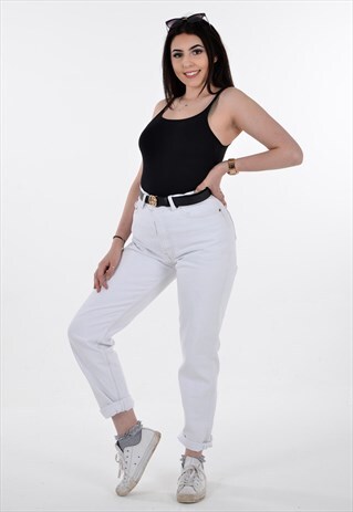 LEVI'S 901 HIGH WAISTED WHITE DENIM JEANS