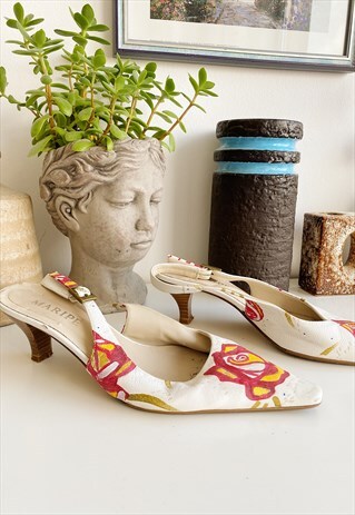 VINTAGE Y2K ROSE PAINTED MARIPE PUMPS SHOES HEELS