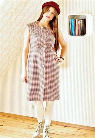 ORANGE AND WHITE PINAFORE DRESS