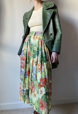 Vintage 80s Floral Midi Skirt Size XS/S