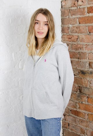 VINTAGE ZIP UP GREY RALPH LAUREN POLO HOODIE