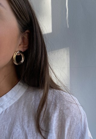 CHUNKY TWISTED GOLD HOOP EARRINGS