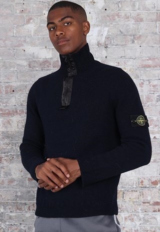 VINTAGE STONE ISLAND SLEEVE BADGE 1/4 ZIP JUMPER BLACK