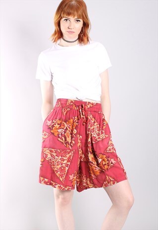 VINTAGE 90S ABSTRACT PATTERNED HIGH WAISTED FESTIVAL SHORTS