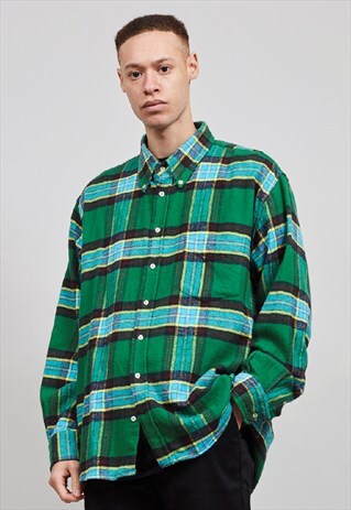 VINTAGE 90'S GREEN TARTAN WORKMAN SHIRT/ JACKET