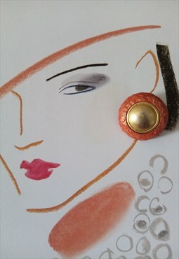 Vintage burnt  orange/gold clip on earrings